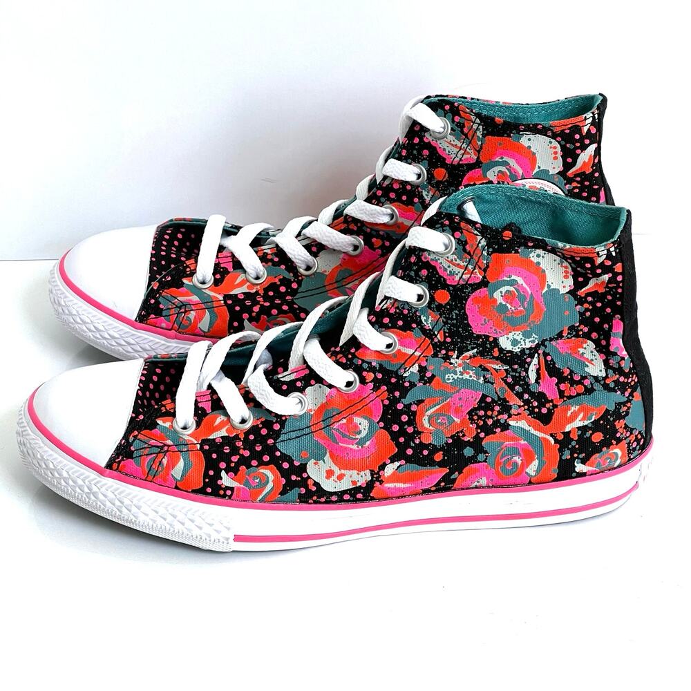 NWOT Converse roses and dots hi top sneakers shoes